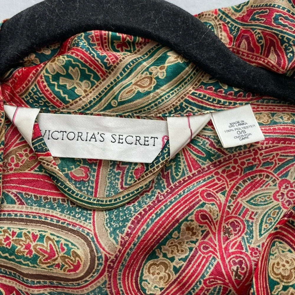 Vintage Victoria's Secret Womens Paisley Kimono‎ Robe Satin Size O/S Boho Chic